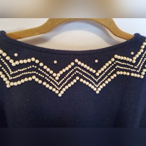 Liz Claiborne Navy Pearl zip up cardigan - Picture 9 of 16
